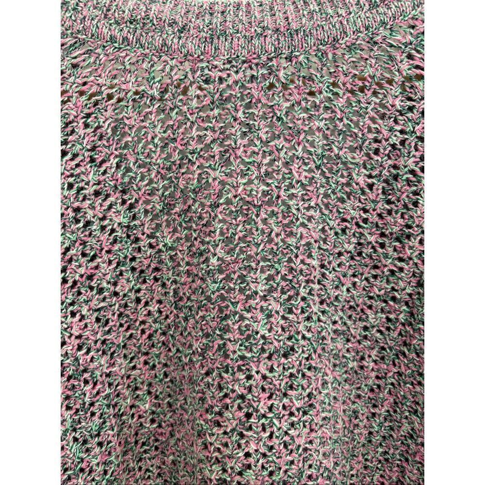 J. Jill Mixed Color Textured Cotton Knit V-Neck Cardigan Pink, Green Size L - Picture 9 of 12